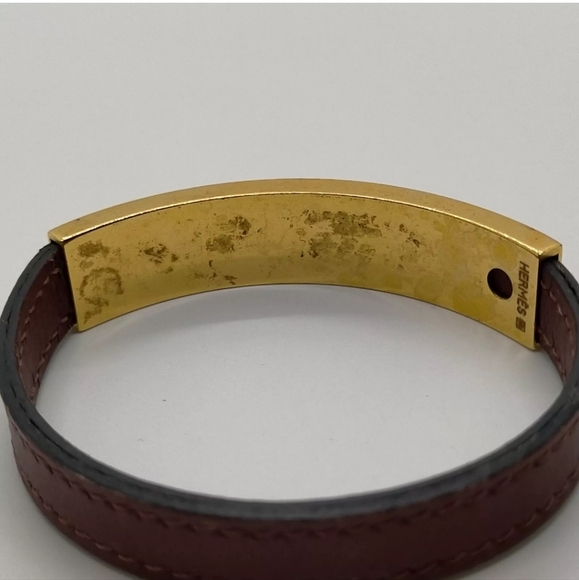 HERMES BRACELET BORDEAUX/GOLD - Picture 6 of 12
